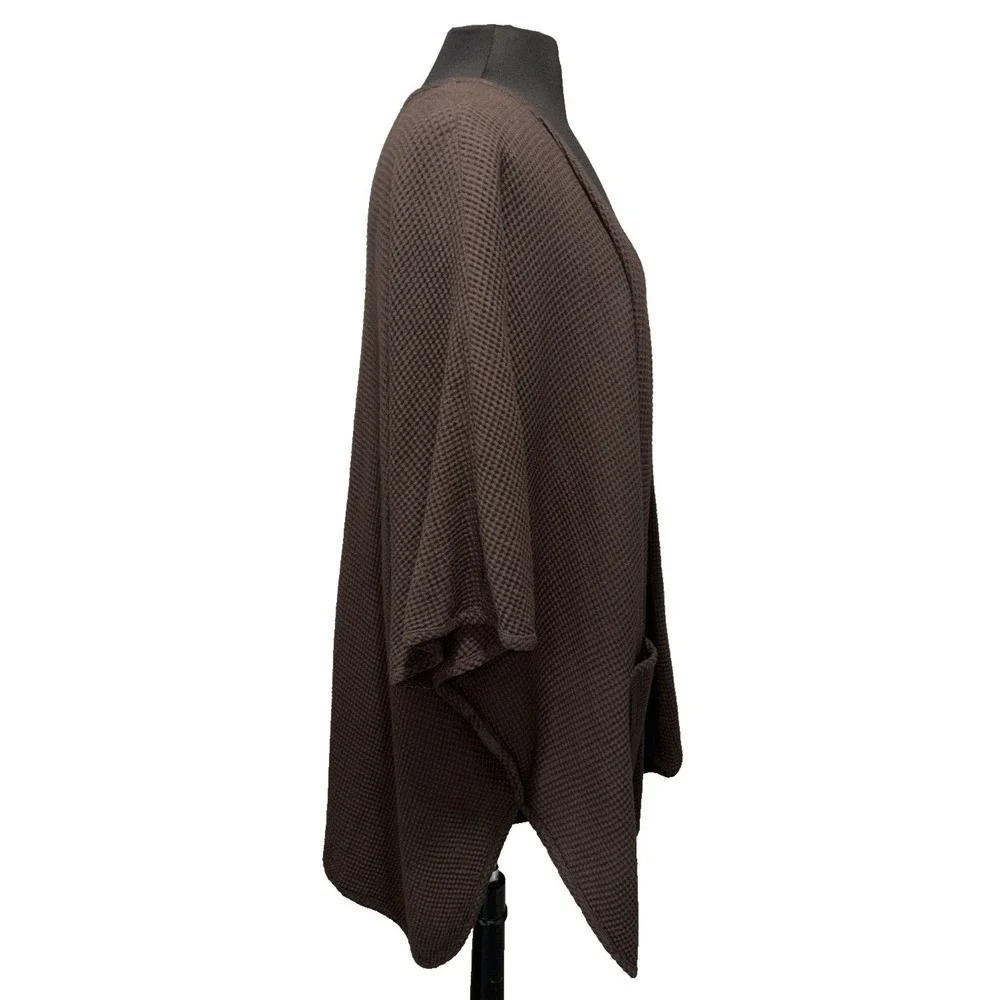 NEW Focus‎ Casual Life Open Cardigan Waffle Size Med Pockets Pre Shrunk Brown - Picture 6 of 9